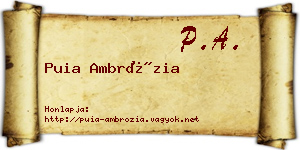 Puia Ambrózia névjegykártya